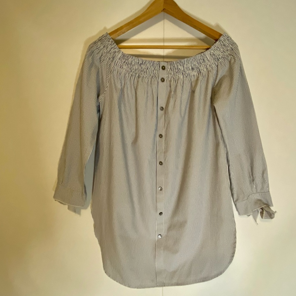 PRICE Drop. Blue and White Off-Shoulder Striped Top